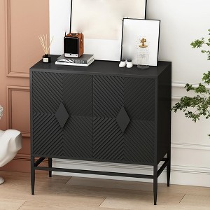 Accent Storage Cabinet with 2 Doors,Wooden Sideboard Buffet Cabinet,Sofa Console End Table for Kitchen Bathroom Living Room Entryway Black - 1 of 4