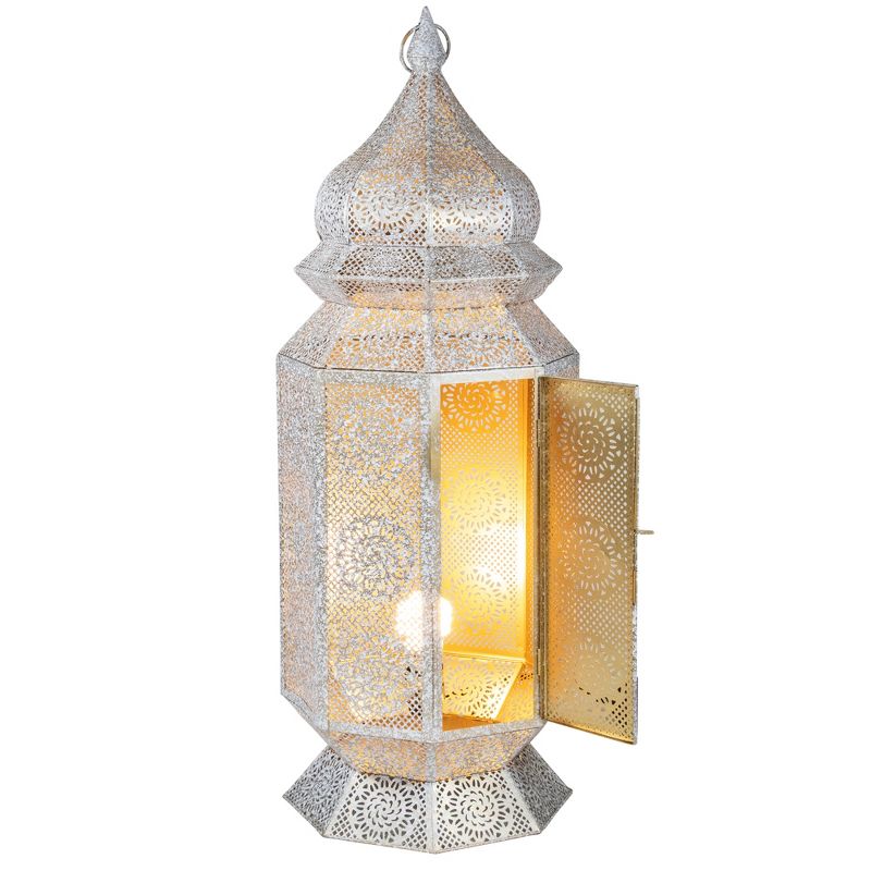 Northlight 29.5" White and Gold Moroccan Style Lantern Floor Lamp, 3 of 5