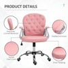 Resenkos Home Office Chair Computer Chair,Pu Leather Home Office Chair, Button Tufted Desk Chair With Padded Armrests, Height And Swivel Wheels, Pink - 3 of 4