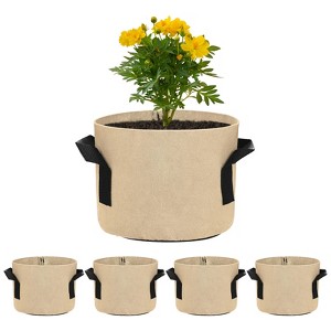 Unique Bargains Thickened Fabric Durable Handles Multipurpose Good Drainage Plant Grow Bags 5 Pcs - 1 of 4