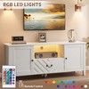 TV Stands for Living Room, White Entertainment Center with Led Lights, Television Stands for 65 Inch Tv, Long TV Console Table - 4 of 4