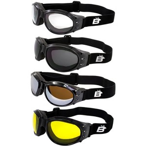 4 Pairs of Birdz Eyewear Eagle Safety Motorcycle Goggles with Clear, Smoke, Brown Mirror, Yellow Lenses - 1 of 4