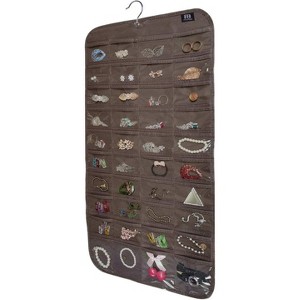 80-Pocket Hanging Jewelry Organizer, Beige Accessories Storage Bag for Earrings and Necklaces - 1 of 4