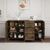 63 Inch Sideboard Buffet Cabinet with Rack Shelf 4 Doors 3 Drawers, Coffee Bar Storage with Metal Legs, Divided Display Storage Sideboard, Brown - 2 of 4