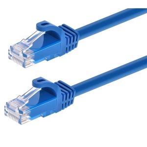 Monoprice Cat6 Ethernet Patch Cable - 10 Feet - Blue | Network Internet Cord - RJ45, Stranded, 550Mhz, UTP, Pure Bare Copper Wire, 24AWG - Flexboot - 1 of 4