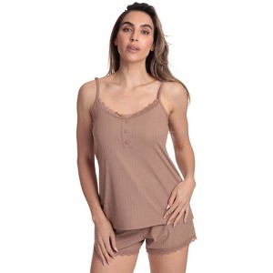 Just Love Womens Solid Ribbed Pajama Short Set - PJ Sets for Women - 1 of 4
