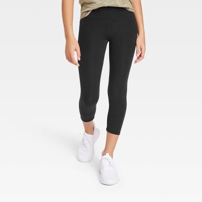 Girls' Side Pocket Cropped Leggings - All in Motion Light Blue L