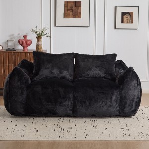 Okak Ultra Soft Fluffy Loveseat Floor Bean Bag Sofa with Plump Pillows,Oversized Lazy Lounge Couch for Living Room,Bedroom - 1 of 4