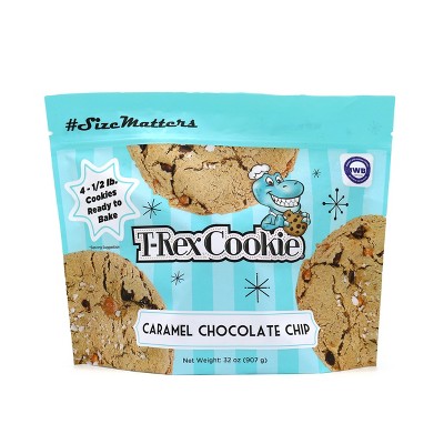 T-Rex Cookie Frozen Caramel Chocolate Chip Cookie Dough - 32oz/4pk
