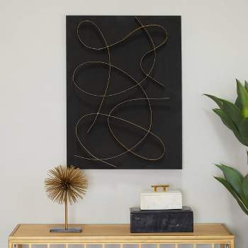 Metal Abstract Overlapping Lines Wall Decor with Gold Backing - CosmoLiving by Cosmopolitan