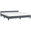 Bed Frame With Headboard Dark Grey Velvet California King Modern - 4 of 4
