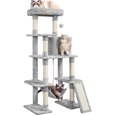 Large Multi-Level Cat Tree, 63 Inches Tall with Sisal-Covered Scratching Posts, Condo, Hammock