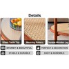 2-Tier Round Rattan Tea Table with Tempered Glass Tabletop Coffee Table for Living Room Dining Room Bedroom, Walnut - 3 of 4