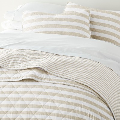 Becky Cameron All Season Coverlet Set – Super Soft Quilted Bedding in Classic Stripe Pattern by Becky Cameron, Classic Stripe Natural, Twin/Twin Extra Long — фото 5