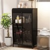 47.6" Metal Storage Cabinet, 4 Tier Display Cabinet with Glass Door, Kitchen Sideboard Buffet, Versatile Bookcase for Living Room Office Bathroom - 4 of 4