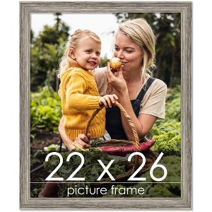 PosterPalooza | 22x26 Thin Barnwood Picture Frame, UV Acrylic, 2 Finishes - Grey and Black - 1 of 4