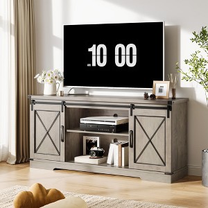 ODK Farmhouse TV Stand 65+ inch, Sliding Barn Doors and Storage Cabinets & Adjustable Shelf, Media Console for Living Room, Bedroom - 1 of 4
