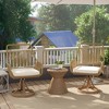 Outsunny Outdoor Patio Swivel Chairs Set of 2, Rattan Patio Dining Chairs with Soft Cushions and Metal Frame for Backyard, Lawn, Porch, Garden, Khaki - 2 of 4