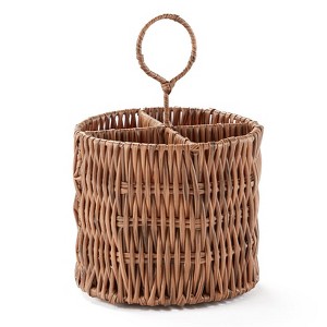 The Lakeside Collection Rattan Basket Serving Collection - Flatware Caddy - 1 of 4