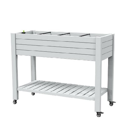 Dolonm Raised Garden Bed  Mobile Elevated Planter w/ Wheel Locks, Shelf, for outdoor terraces, courtyards, and lawns