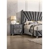 Vynxaria Fully Upholstered 2-Drawer Nightstand - Art Deco Design, Crystal-Like Knobs, Glass Top, Chrome Legs - 3 of 4