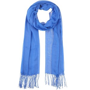 INSPIRE CHIC Gender Neutral Plain Cashmere Imitation Winter Warm Solid Color Fringe Long Scarves 1Pc - 1 of 4