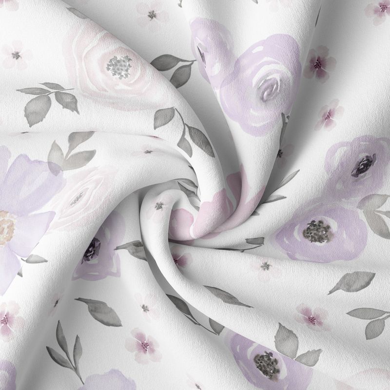 Sweet Jojo Designs Queen Duvet Cover and Shams Set Watercolor Floral Purple Pink Grey 3pc, 4 of 8