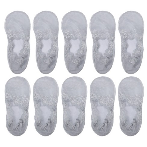 Unique Bargains Women's Nylon Anti-slip No Show Lace Socks 10 Pairs : Target