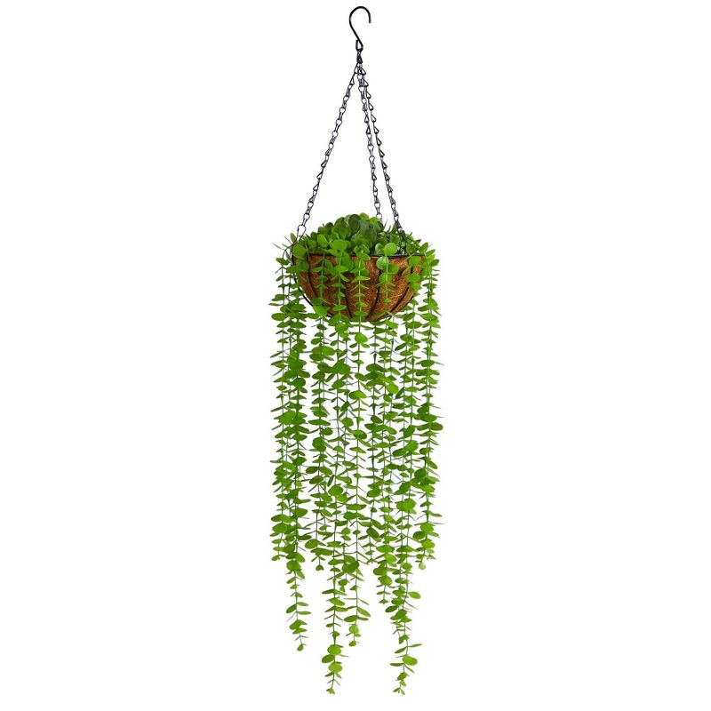 Nearly Natural 3-ft Eucalyptus Artificial Plant in Hanging Basket, 1 of 5