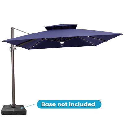 Crestlive Products 11FT Patio Double Top Cantilever Umbrella with Light Set Outdoor 360° Rotation 6 Heights Adjustable Offset Umbrella