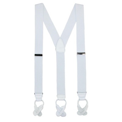 Ctm Men's Big & Tall Elastic Button End Dress Suspenders With Silver  Hardware, White : Target