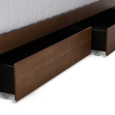 Arthur King Size Ash Walnut Wood Platform Bed with Storage