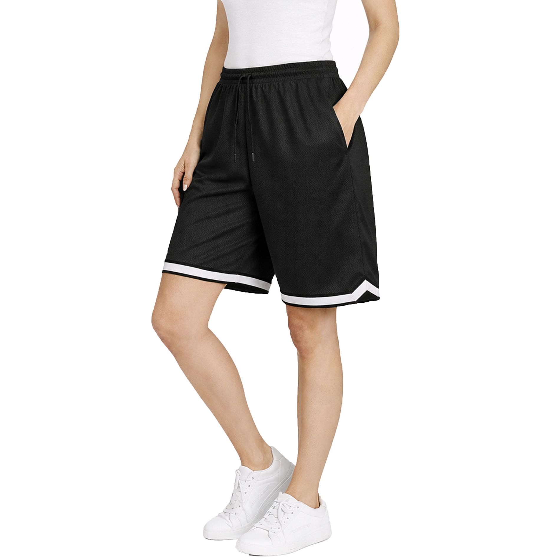 Jump Start Women's Loose Fit Premium Active Moisture Wicking Workout Mesh Shorts With Trim