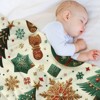 FIONECA Luxe Christmas Blanket with Ornate Tree Ornament Snowflake and Gift Pattern Cream Background 30x40 inches - 4 of 4