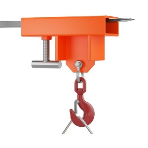 Forklift Lifting Hook Attachment,2200 Lbs Capacity Forklift Lifting Hoist, Fork Lifting Hook Device with Swivel Hook and Large T-Screw, Orange - 1 of 4