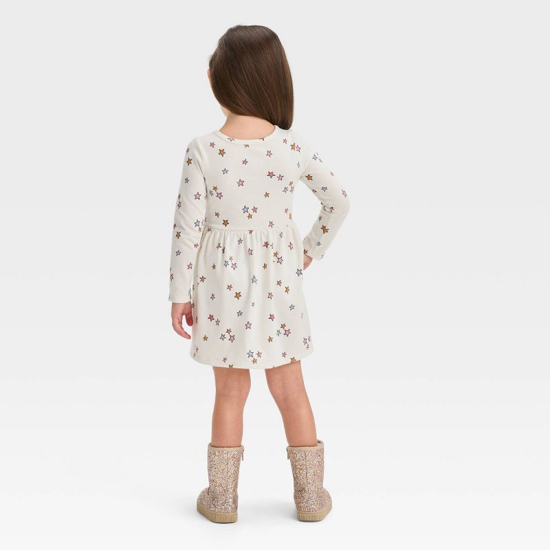 Toddler Girls' Stars Long Sleeve Dress - Cat & Jack™ Cream, 3 of 7