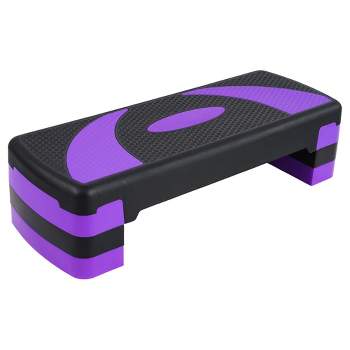 BalanceFrom Fitness Lightweight Portable Adjustable Height Workout Aerobic Stepper Step Platform Trainer with Raisers, Black/Purple