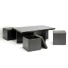 Baxton Studio Prescott Modern Table and Stool Set with Hidden Storage Dark Brown: Square Coffee Table, Criss Cross Base, Wood Frame - 3 of 3