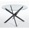 Glass Top Dining Table with Cross Metal Legs, Round/Square Kitchen Table for 4-6 - ModernLuxe - 3 of 4
