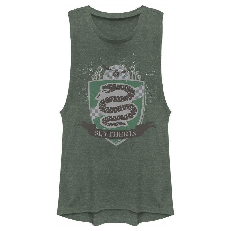Juniors Womens Harry Potter Slytherin House Shield Festival Muscle Tee, 1 of 5