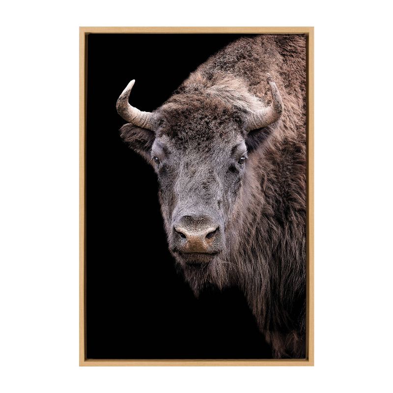 Kate &#38; Laurel All Things Decor 23&#34;x33&#34; Sylvie American Bison Buffalo Yellowstone Wildlife Animal Framed Canvas Wall Art, 1 of 6