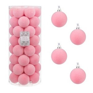 Every Day is Christmas Velvet 50ct 57cm/2.24" Christmas Ornaments, Shatterproof Christmas Tree Ornament Set, Flocking Ball Decorations - 1 of 4