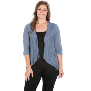 Plus Elbow Length Sleeve Open Cardigan - 24seven Comfort Apparel™ - 1 of 4