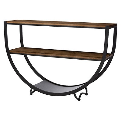 Blakes Rustic Industrial Style Textured Finish Metal Distressed Wood Console Table - Antique Black - Baxton Studio