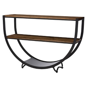 Blakes Rustic Industrial Style Textured Finish Metal Distressed Wood Console Table - Antique Black - Baxton Studio - 1 of 4