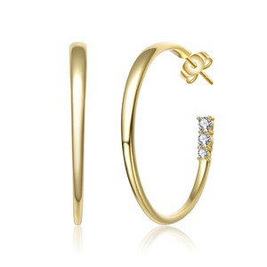 Guili Sterling Silver Colored Cubic Zirconia 3-Stone C-Hoop Earrings – A Stylish and Modern Accessory That Adds a Touch of Elegance to Any Look - 1 of 2