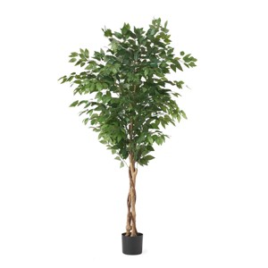GlasFlength Artificial Plants Artificial Rubber Tree Artificial Ficus Tree Faux Plants for Indoor Home Decor, Green, 31.5"*31.5"*70.9" - 1 of 4