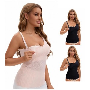 INSPIRE CHIC Women's 3 Pcs Lace Nursing Tanks with Adjustable Straps Breastfeeding V Neck Built-In Bra Cami - 1 of 4