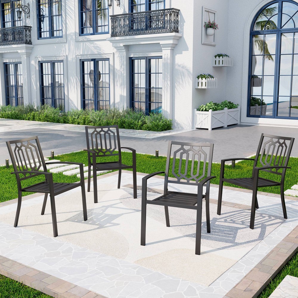 Photos - Garden Furniture 4pc Outdoor Stackable Bistro Chairs - Captiva Designs