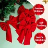 Joyfy 12pcs Christmas Red Velvet Bow Decoration, 16" Long Christmas Bows for Christmas Party Indoor Outdoor Decorations - 3 of 4
